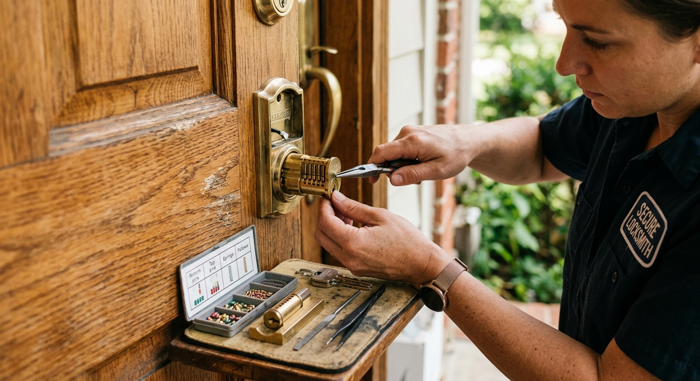 Kingston emergency locksmith unlocking residential door at night